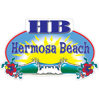 OK4 Hermosa Beach HB Wave & Sun Oval Sticker