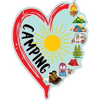 Novelty   Camping Icons Heart Sticker