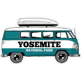Yosemite National Park   Teal Bus Side View Shell Top Sticker