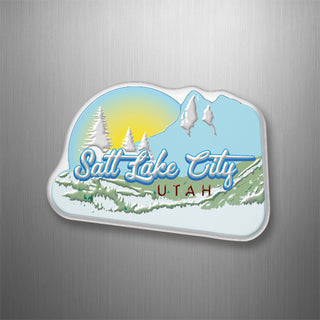 Mountain Winter Angled sunset 3D Magnet