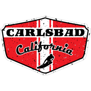 Carlsbad  CA Red Distressed Sign Sticker