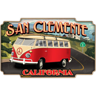 San Clemente  California   Vintage Bus PCH Sticker
