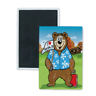 Bass Lake  CA   Tourist Bear Rectangle Badge Magnet