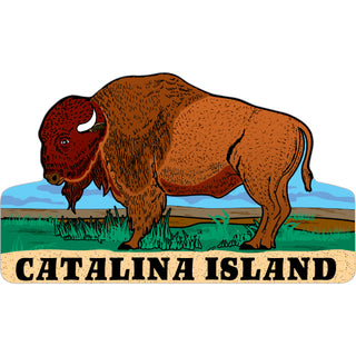 Catalina Island   Bison on Field Sticker
