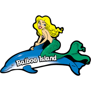 Balboa Island  Mermaid on Dolphin Sticker