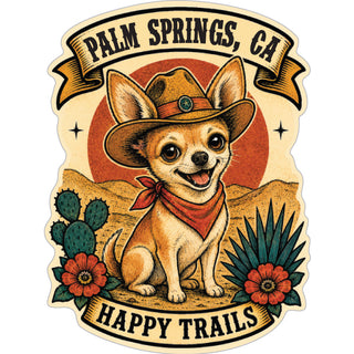 PALM SPRINGS Desert Happy Trails Dog Sticker