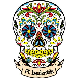 Ft Lauderdale White Sugar Skull Banner Sticker