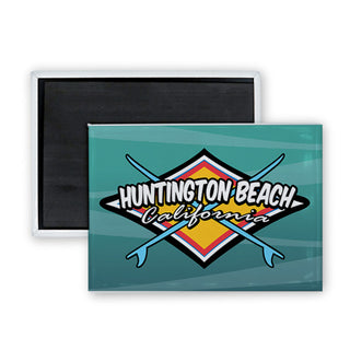 Huntington Beach  California Diamond Crossing Surfboards Rectangle Badge Magnet