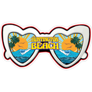 Huntington Beach   Heart Glasses Sticker