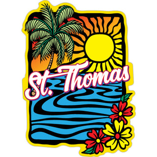 St. Thomas   Abstract Sunset & Flowers Sticker