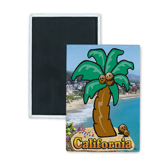 California Palm Over Beach Photo Rectangle Badge Magnet