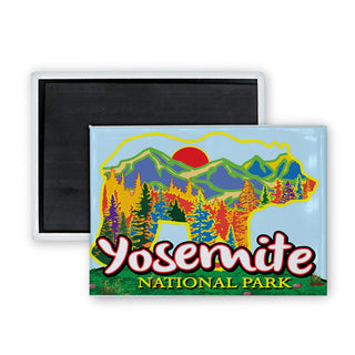 yosemite national Park   Colorful Tree In Bear Rectangle Badge Magnet