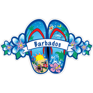 Barbados   Blue Flower Flip Flops Sticker