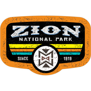 OK4 Zion National Park 1919 Distressed Sign Orange 3 Stripes (0344 01037 01) Sticker