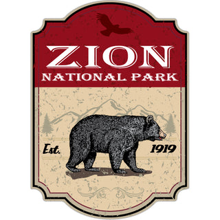 Zion National Park   Red Bear Sign Sticker