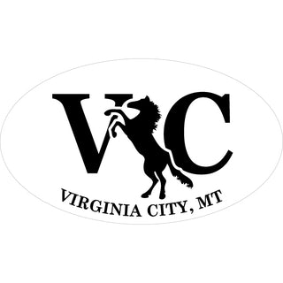 Virginia City MT Horse Silhouette Euro Oval Sticker