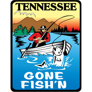 Tennessee Vintage Gone Fishing Vertical Sticker