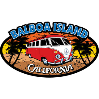 Balboa Island  CA Distressed Bus Oval Sticker