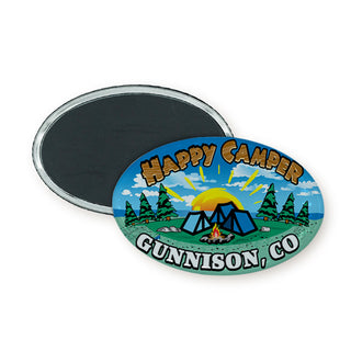 gunnison happy camper Oval Badge Magnet