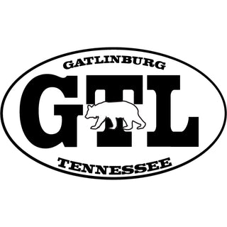 Gatlinburg  TN   GTL Black & White Bear Euro Oval Sticker