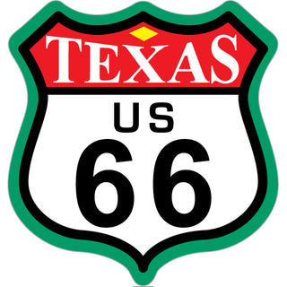 Texas   Route 66 Color Shield Sticker