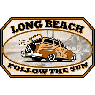 Long Beach   Woody Follow the Sun Sticker