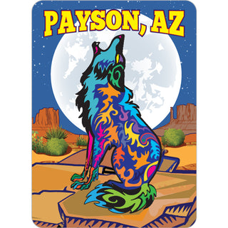 Payson  AZ   Colorful Howling Coyote Sticker