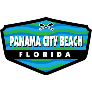 OK4 Panama City Beach Wavy Shield (28707) Sticker