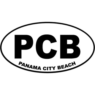 OK4 Panama City Beach Euro Oval Black White (28700) Sticker