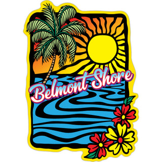 OK4 Belmont Shore Abstract Palm Ocean Sunset mini (0065 01034 01) Sticker