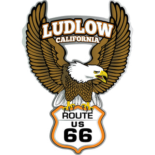 Ludlow California Route 66 Shield Flying Eagle Sticker