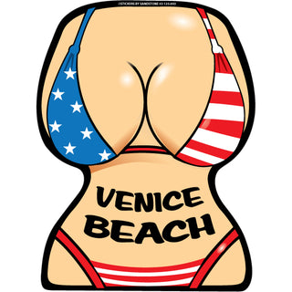 Venice Beach   US Flag Bikini Front Torso Sticker