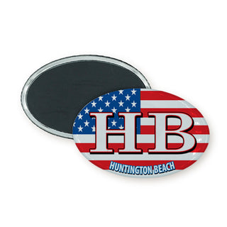 Huntington Beach  CA   USA Flag Euro Oval Oval Badge Magnet
