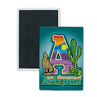 Arizona Big A w Cactus Rectangle Badge Magnet