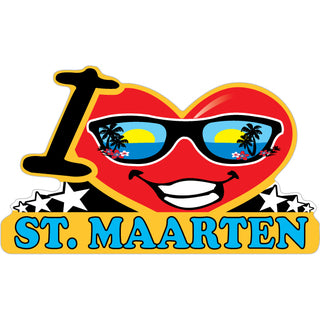 St. Maarten I Heart Face w Sunglasses Sticker