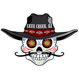 Cave Creek  AZ   Sugar Skull with Cowboy Hat Sticker