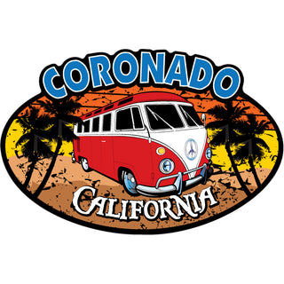 Coronado  California   Red Bus Corner View Sticker