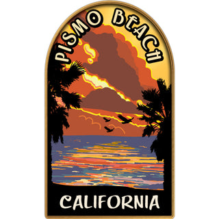 Pismo Beach  California   Retro Sunset Sticker