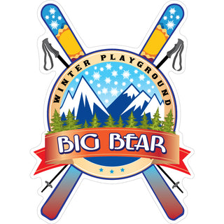 Big Bear Winter Playground with Crossed Skis (44485) Sticker