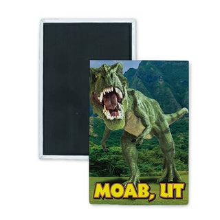 Walking Tyrannosaurus Rex   Moab  UT Walking Tyrannosaurus Rex Rectangle Badge Magnet