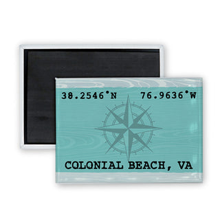 Colonial Beach  VA Lat and Long Blue Rectangle Rectangle Badge Magnet