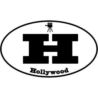 Hollywood CA Film Camera Euro Black & White Oval Sticker