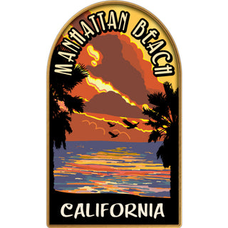 Manhattan Beach  California   Retro Sunset Sticker
