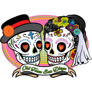 OK4 Old Town San Diego  CA Love is Forever Sugar Skulls (00665) Sticker