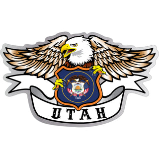 Utah   Eagle With Flag In Shield Sticker