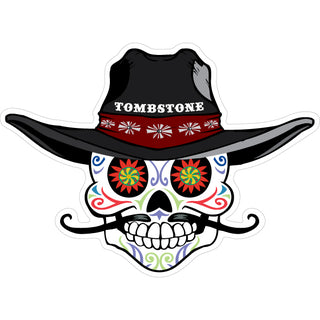 Tombstone   Cowboy Sugar Skull Sticker