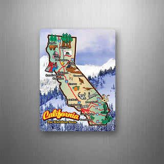CA Map Vert Winter Mountain Background Flexible Magnet