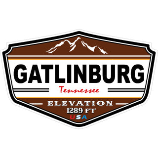 Gatlinburg Elevation Sign Brown Shield Sticker