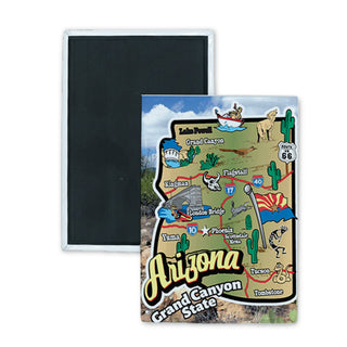 Arizona   Arizona State Map Rectangle Badge Magnet