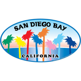 San Diego Bay CA 8 Color Palms and Water Sticker